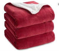 Bedsure Red Sherpa Queen Blanket for Bed