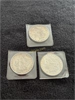 3- Morgan Silver Dollars 1880, 1883-O, 1891