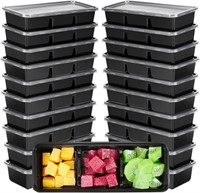 100 Pack 17 Oz Meal Prep Containers with 3 Compart
