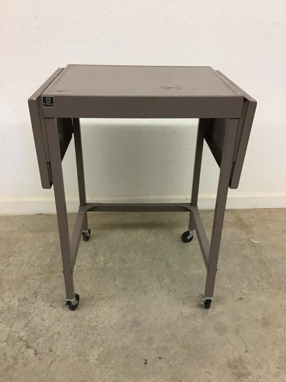Metal Utility Cart / Desk with Drop Leaf Sides on