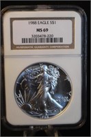 1988 Certified 1oz .999 Silver American Eagle
