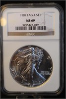 1987 Certified 1oz .999 Silver American Eagle