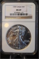 1989 Certified 1oz .999 Silver American Eagle