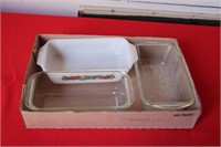 BOX OF GLASS BAKING DISHES