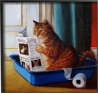 Litter Box Reading Funny Cat Pet Painting
