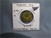 Antique 1890s RA Patterson Tin Tobacco Tag