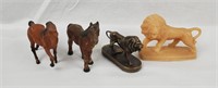 Vtg. Diecast Horse & Lion Figures, Plastic Lion