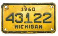 1960 Michigan Motorcycle License Plate
