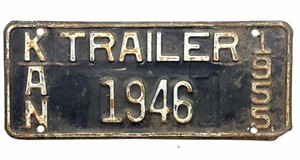 1955 Kansas Trailer License Plate