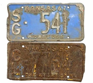 1958 and 1967 Kansas License Plate