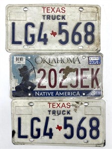 Oklahoma and Texas License Plates