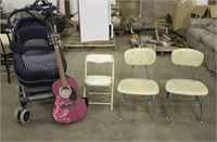 (3) Kids Chairs, Stroller & Guitar