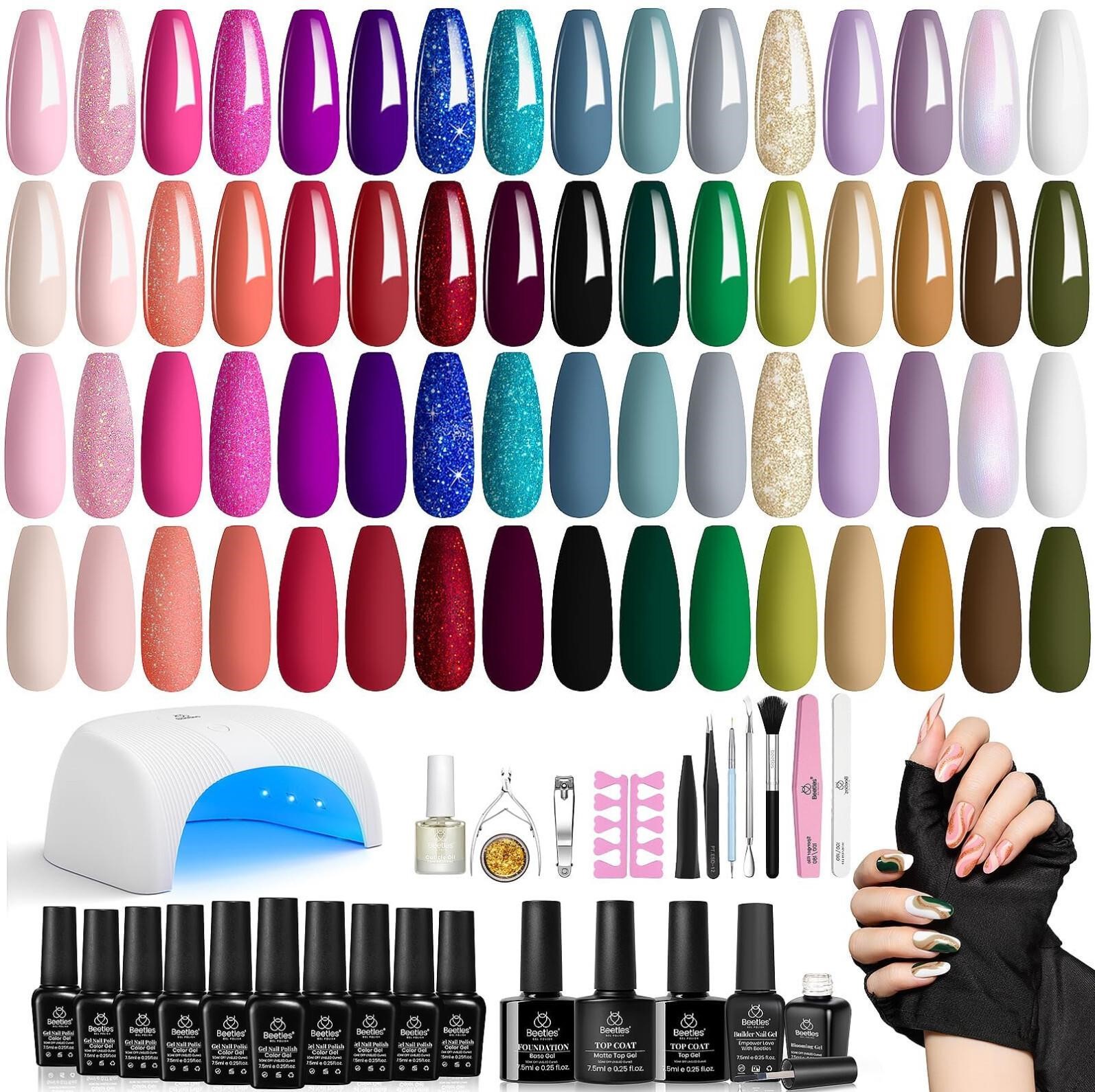 Gel Nail Polish Kit with Uv light (53 Pcs)