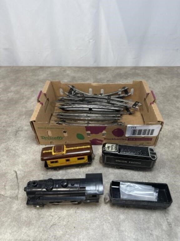 Vintage Marx electric train locomotive with cars
