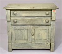 Oak washstand, painted, 2 drawers over 2 doors,