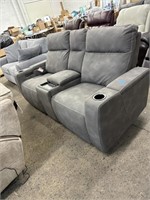 Macy'sGreymel Leather power sofa with center