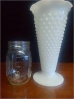 Vintage Hobnail Milk Glass Flower Vase