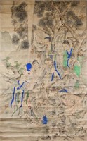 16-18 C Unknown Chinese Watercolour Scroll Signed