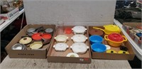 (3) Trays Of Assorted Vintage Toy Dishes, Pots,