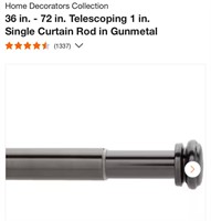 36 in. 72 in. Telescoping 1 in. Single Curtain Rod