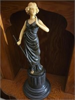 Heavy Victorian Style Lady Figurine w Sword AS IS