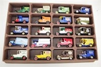 Display case with 20 Matchbox Models of Yesteryear