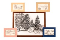 R.D. Schultz (AM 1915-2007) Landscape Drawings