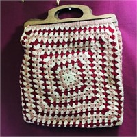 Wood Handle Crochet Handbag (Vintage)