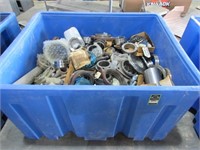 Plastic Storage Bin and Assorted Metal-