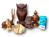 Fun Vtg. Wood Carved Figurine Collection