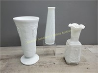 Milk Glass Vases x3