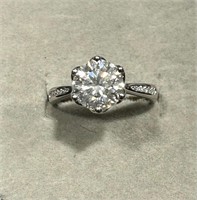 3.0 Ct 18kt Gold & Silver Moissanite Ring GRA Cert