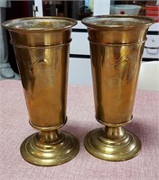 Pair 10" Rostand Brass Altar Vases Church Funeral