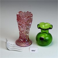 Vintage L.E. Smith Glass Co handmade pink glass ca