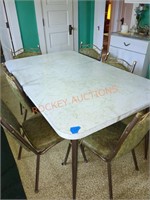 60"x36" vintage dining table with 6 chairs
