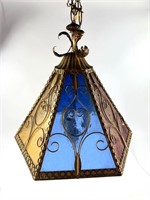 Italian Vintage Stained Glass Hanging Light
