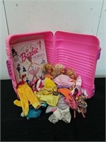 Plastic hard case with Barbies and accessories