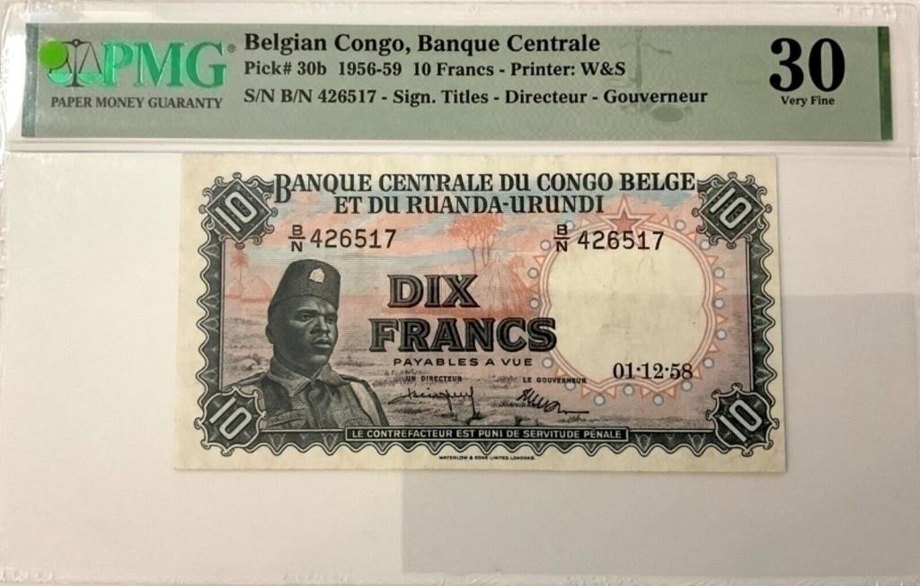 Belgain Congo (10Francs) P-30b PMG30+GIFT!!.BCCa