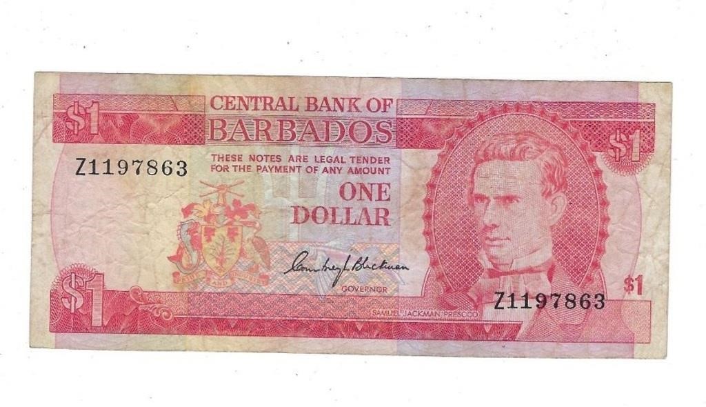 Barbados Island $1"Replacement"1973 UNC VF.RB7