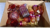 Red Iridescent carnival glass Lot BFR