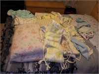 Box of Vintage Children's Bedding, Clothing & More