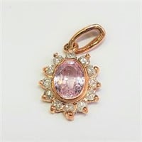 Certified 14K  Pink Sapphire(0.55ct) Diamond(0.22c