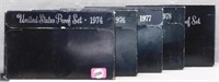 (5) US Proof Sets. Dates Include: 1974, 1976,