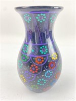 Hand Painted Ceramic Mexican Vase 8"