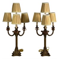 Vintage French Style 4 Light Candelabra Lamps