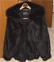Vintage Canadian Black Herringbone Fur Ladies Coat
