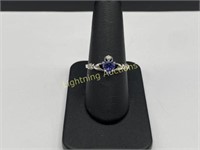 STERLING SILVER CLADDAGH RING WITH TANZANITE CZ