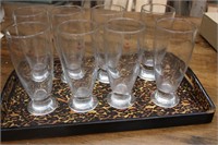 Crystal Glasses & Serve Tray / New