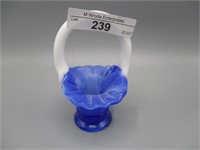Fenton Miniature #37 basket- blue slag