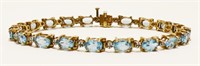 10K Y Gold Aquamarine? Tennis Bracelet 7.5" 9.7g
